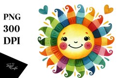 Colorful Smiling Sun PNG Product Image 1