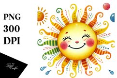 Colorful Smiling Sun PNG Product Image 1