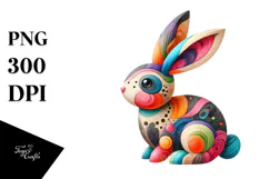 Wooden Bunny Art PNG Product Image 1