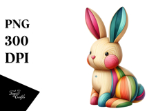 Colorful Wood Bunny PNG Product Image 1
