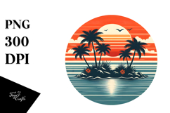 Retro Tropical Island Sunset Tshirt PNG Product Image 1