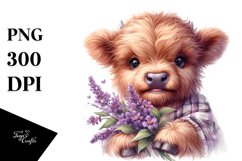 Cute Watercolor Baby Highland Cow Clipart Product Image 3