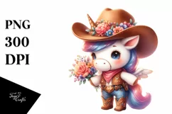 Baby Unicorn Equipped for Cowboy | Clipart Product Image 1