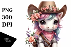 Unicorn Cowboy Flower Clipart | Sublimation Product Image 1