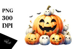JACK-O'-LANTERN Illustration, Watercolor PNG Product Image 1