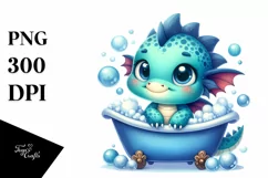 Cute Baby Dragon Bath Tub Bubbles | Sublimation | Clipart Product Image 1