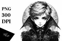 background,A Detailed Gothic Boy Watercolor Clipart Product Image 3