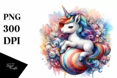Baby Unicorn with Abstract Background PNG Product Image 3