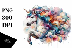 Baby Unicorn with Abstract Background PNG Product Image 3