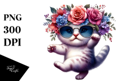 Watercolor Vibrant Drawing of a Cute Baby Cat Dancing, Product Image 1