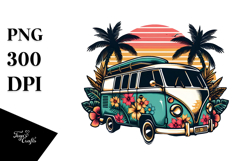 Retro Tropical Rainbow Sunset PNG Product Image 1