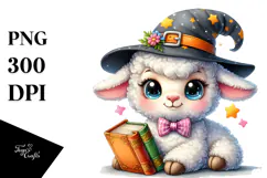 Cute Baby Lamb with Wizard Hat PNG Product Image 1