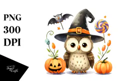 Simple Funny Owl Halloween Clipart PNG Product Image 1