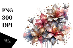 Shiny Azalea Watercolor Splash, PNG Product Image 1