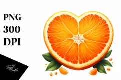 Half Orange Heart in Watercolor PNG Product Image 1