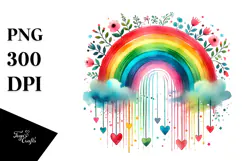 Simple Rainbow with Hearts PNG Product Image 1