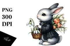 Detailed Gothic Baby Rabbit Snowdrop | Sublimation | Clipart Product Image 3
