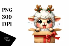 Expressive Baby Lamb with Gift Box, Transparent PNG Product Image 1