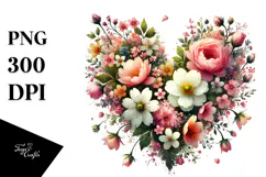 Spring Flower Heart Digital Painting PNG Product Image 1