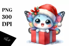 Expressive Baby Butterfly with Santa Hat, Transparent PNG Product Image 1
