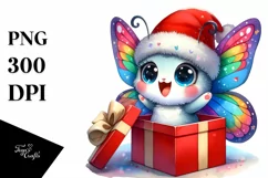 Expressive Baby Butterfly with Santa Hat, Transparent PNG Product Image 1