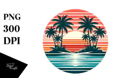 Retro Tropical Island Sunset PNG Product Image 1