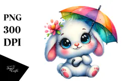 Vibrant Goofy Cute Baby Rabbit PNG Product Image 1