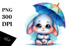 Vibrant Goofy Cute Baby Rabbit PNG Product Image 1