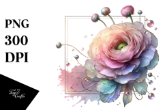 Ranunculus Stained Watercolor PNG Product Image 1