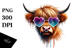 Highland Calf with Heart Sunglasses, PNG Product Image 1
