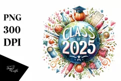 Class Of 2025 Watercolor Text | Sublimation | Clipart Product Image 1