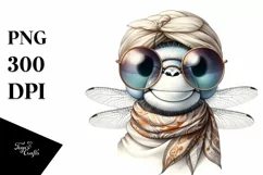 Funny Cute Dragonfly Silk Scarf | Sublimation Clipart Product Image 1