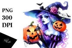 Halloween Witch with Pumpkins | Sublimation Clipart Product Image 3