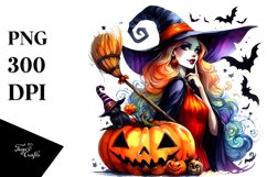 Festive Halloween Witch Art | Sublimation Clipart Product Image 1