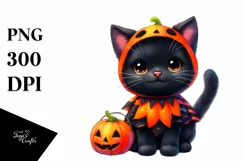 Cute Baby Black Cat Halloween Sublimation Clipart Product Image 1