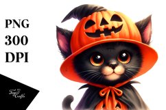 Cute Baby Black Cat Halloween Sublimation Clipart Product Image 1