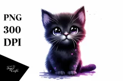 Cute Baby Black Cat Grave Sublimation Clipart Product Image 3