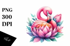 Colorful Flamingo Sleeping in a Flower | Clipart Product Image 1