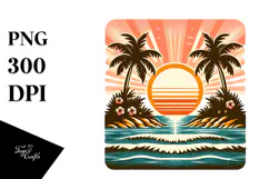 Retro Tropical Island Sunset, 20 oz Tumbler Product Image 1