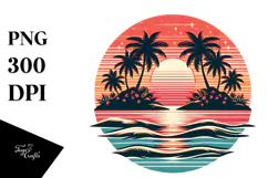 Retro Tropical Island Sunset, 20 oz Tumbler Product Image 1