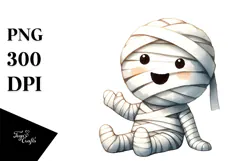 Funny Very Simple Mummy Watercolor PNG Product Image 1