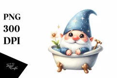Cute Baby Gnome in Bath Tub Clipart Product Image 3