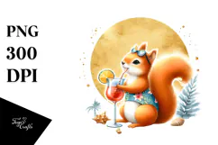 Cute Squirrel in Beachwear PNG Product Image 1