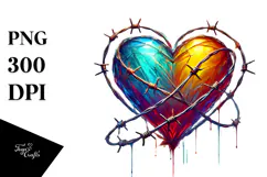 Colorful Heart Digital Painting PNG Product Image 1