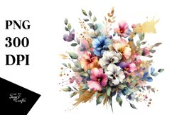 Colorfull Abstract Bouquet with Sweet Pea | Sublimation Product Image 1