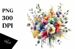 Colorful Bouquet with Sweet Pea | Sublimation | Clipart Product Image 3