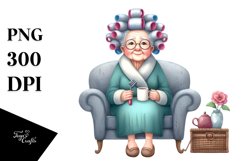 Old Lady Watercolor Character Sitting on a Sofa Product Image 3