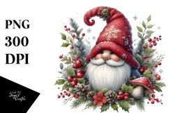 Detailed Watercolor Christmas Gnome PNG Product Image 1