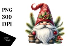 Detailed Watercolor Christmas Gnome PNG Product Image 3
