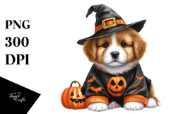 Funny Puppy in Halloween Suit | Sublimation | Clipart Product Image 1